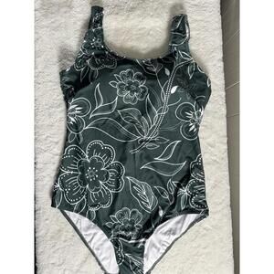 One Piece Women Modest Bathing Suits for Women Full Coverage XL Green Floral New